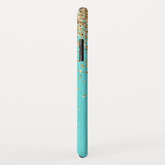 Monogram Aqua Blue Glitter Confetti Girly Case-Mate iPhone Case (Achterkant/rechts)
