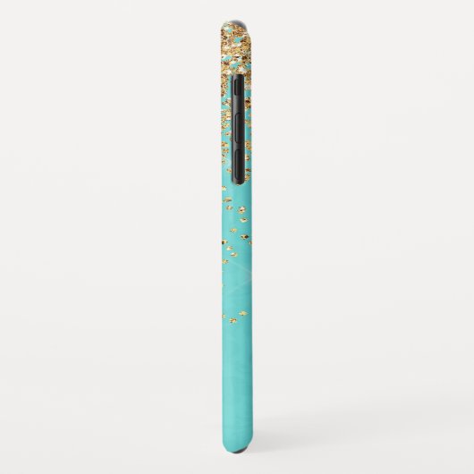 Monogram Aqua Blue Glitter Confetti Girly Case-Mate iPhone Case (Achterkant/links)