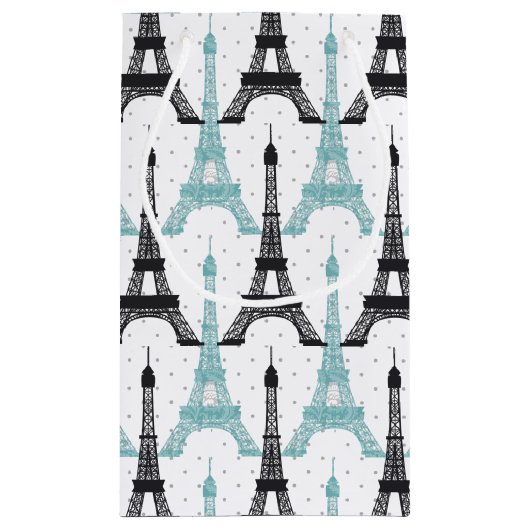 Monogram Aqua Chic Eiffel Tower Patroon Klein Cadeauzakje (Achterkant)