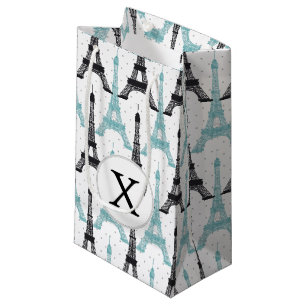 Monogram Aqua Chic Eiffel Tower Patroon Klein Cadeauzakje