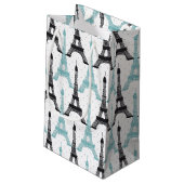 Monogram Aqua Chic Eiffel Tower Patroon Klein Cadeauzakje (Achterkant Gekanteld)