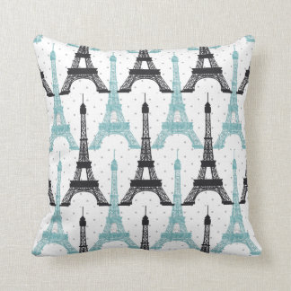 Monogram Aqua Chic Eiffel Tower Patroon Kussen