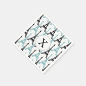 Monogram Aqua Chic Eiffel Tower Patroon Servetten (Hoek)