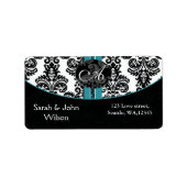 Monogram aqua, étiquette d'adresse de retour (Devant)