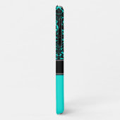 Monogram Aqua, Noir, Blanc Damask iPhone 11 Coque (Dos/Gauche)