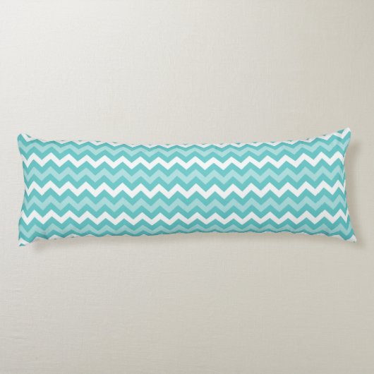 Monogram Aqua White Abstracte Chevron Lichaamskussen (Achterkant)