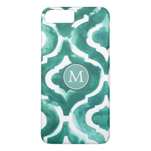 Monogram   Aquamarine Motif IV iPhone 8 Plus / 7 Plus Hoesje