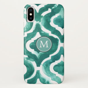 Monogram   Aquamarine Motif IV iPhone X Hoesje