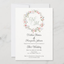 Monogram Aquarel Bloemenkrans Bruiloft