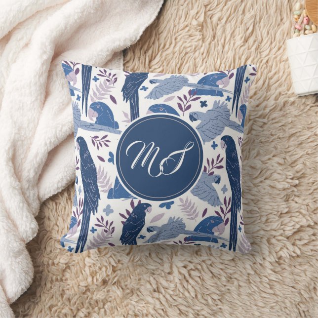 Monogram Ara Parrot Blue Tropical Pattern Kussen (Deken)