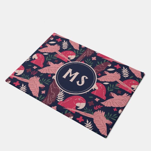 Monogram Ara Parrot Red Tropical Pattern Deurmat (Schuin)