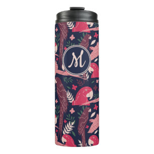 Monogram ara Parrot Red Tropical verlofpatroon Thermosbeker