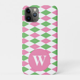 MONOGRAM ARGYLE ROZE GROEN PATROON iPhone 11 PRO HOESJE