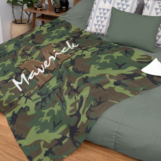 Monogram Army Camouflage Kinder Fleece Deken
