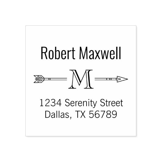 Monogram Arrow-Initiaal Adres Rubberstempel (Afrduk)