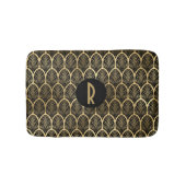 Monogram Art Deco Black en Gold Pattern Badmat (Voorkant)