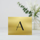 Monogram Art Deco Gold Satin Stripes Briefkaart (Staand voorkant)