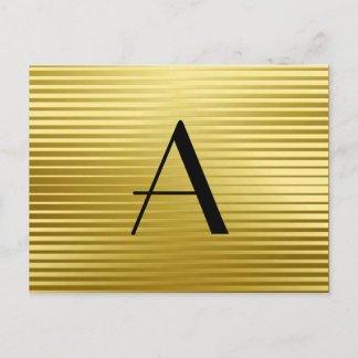 Monogram Art Deco Gold Satin Stripes Briefkaart