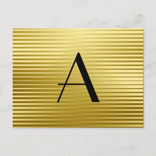 Monogram Art Deco Gold Satin Stripes Briefkaart (Voorkant)
