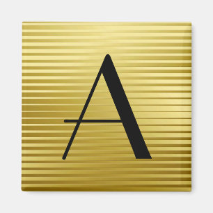 Monogram Art Deco Gold Satin Stripes Magneet