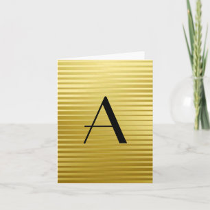 Monogram Art Deco Gold Satin Stripes Notitiekaartje