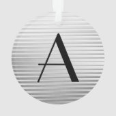 Monogram Art Deco Silver Satin Stripes Ornament (achterkant)