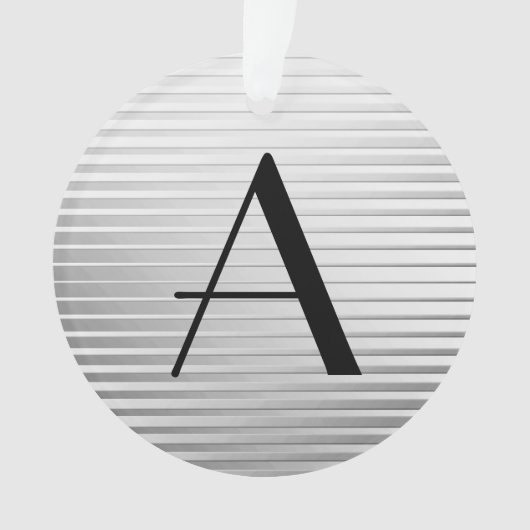 Monogram Art Deco Silver Satin Stripes Ornament (voorkant)