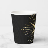 Monogram Art Deco Star Zwart en Goud Papier beker (Voorkant)