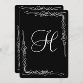 Monogram Art Deco Wedding Uitnodiging (Voorkant / Achterkant)