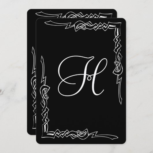 Monogram Art Deco Wedding Uitnodiging (Voorkant / Achterkant)