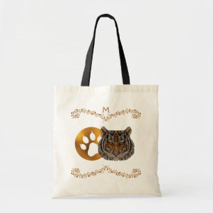 Monogram Art Glas Tijger Gezicht Tote Bag
