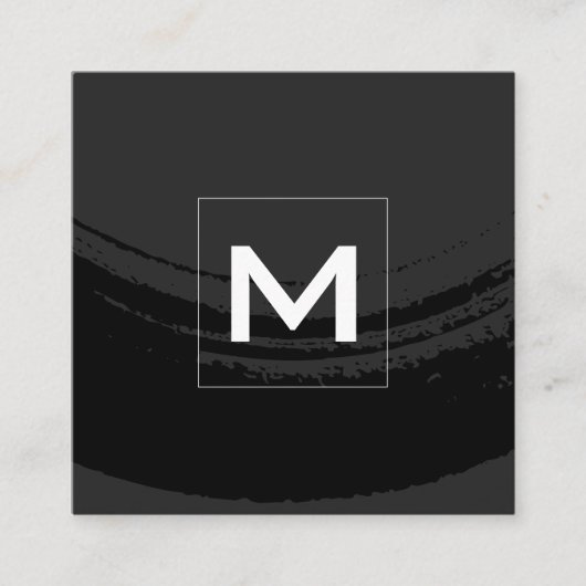 Monogram Artistic Geborsteld Zwart Vierkante Visitekaartje (Voorkant)