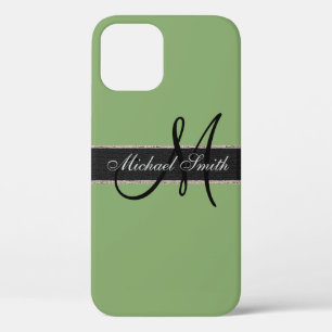 Monogram Asparagus Kleurachtergrond iPhone 12 Pro Hoesje