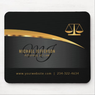Monogram Attorney to Law - Black and Gold Muismat