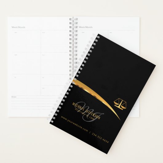 Monogram Attorney to Law - Black and Gold Planner (Display)