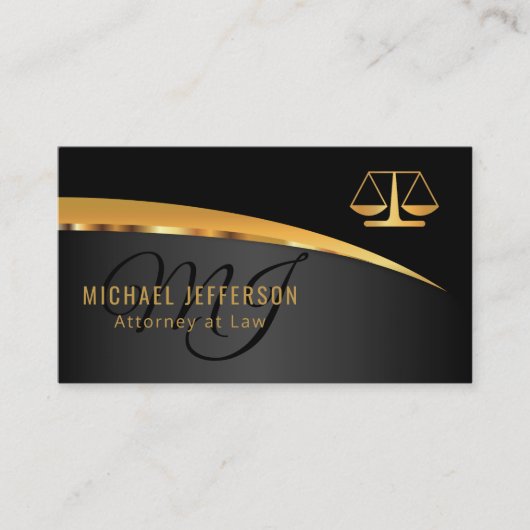 Monogram Attorney to Law - Black and Gold Visitekaartje (Voorkant)