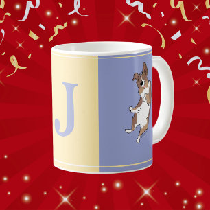 Monogram Australian Shepherd Happy Color Block Koffiemok