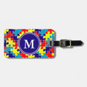 Monogram Autisme Aspergers Puzzle Pattern Bagagelabel (Voorkant horizontaal)