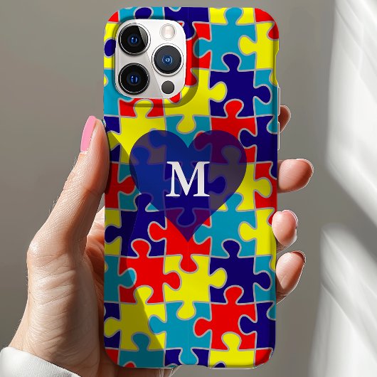 Monogram Autisme Aspergers Puzzle Pattern Case-Mate iPhone Case