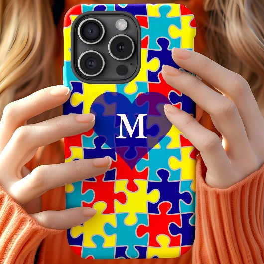 Monogram Autisme Bewustzijn Aspergers Puzzel Patro Case-Mate iPhone Case