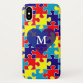 Monogram Autisme Bewustzijn Aspergers Puzzel Patro Case-Mate iPhone Case (Achterkant)