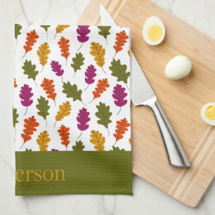 Monogram Autumn Leaves Fall Colors Green Yellow Theedoek