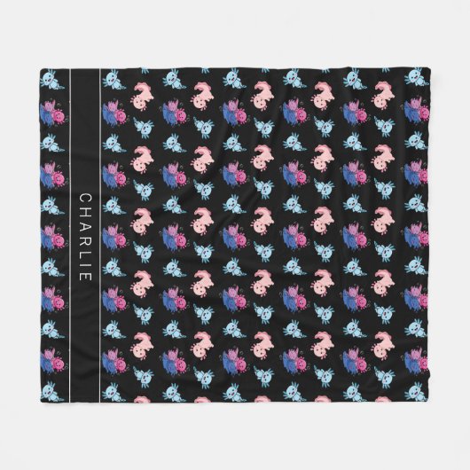 Monogram Axolotl Patroon Fleece Deken (Voorkant (Horizontaal))