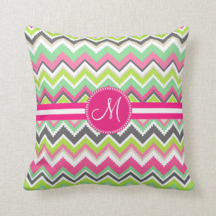 Monogram Aztec Andes Tribal Mountains Chevron Kussen