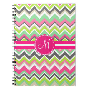 Monogram Aztec Andes Tribal Mountains Chevron Notitieboek