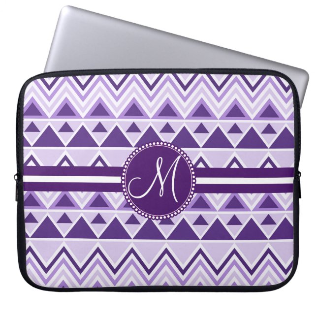 Monogram Aztec Andes Tribal Mountains Triangles Laptop Sleeve (Voorkant)