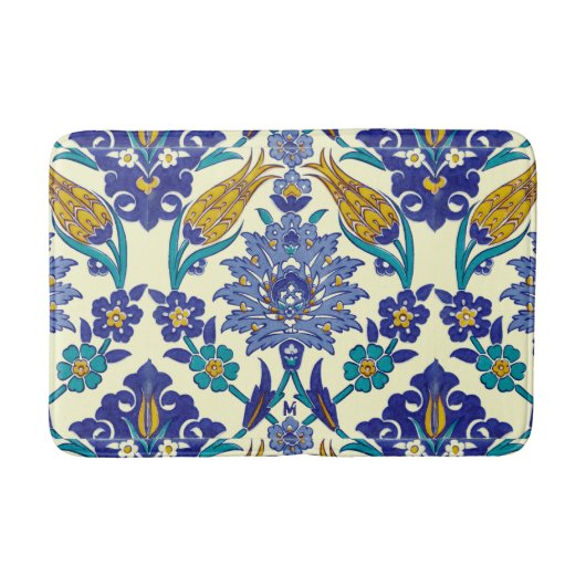 Monogram Azulejo Ceramic Style Ornament Badmat (Voorkant)