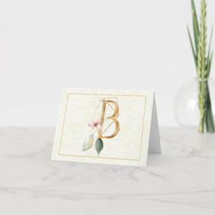 Monogram B Bloemnota Kaart Goud