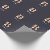 Monogram B, bloemontwerp, Cadeaupapier (Hoek)