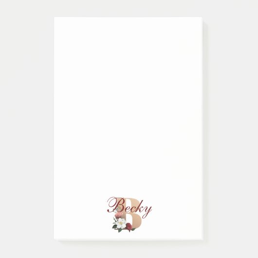 Monogram B,  bloemontwerp, Post-it® Notes (Voorkant)